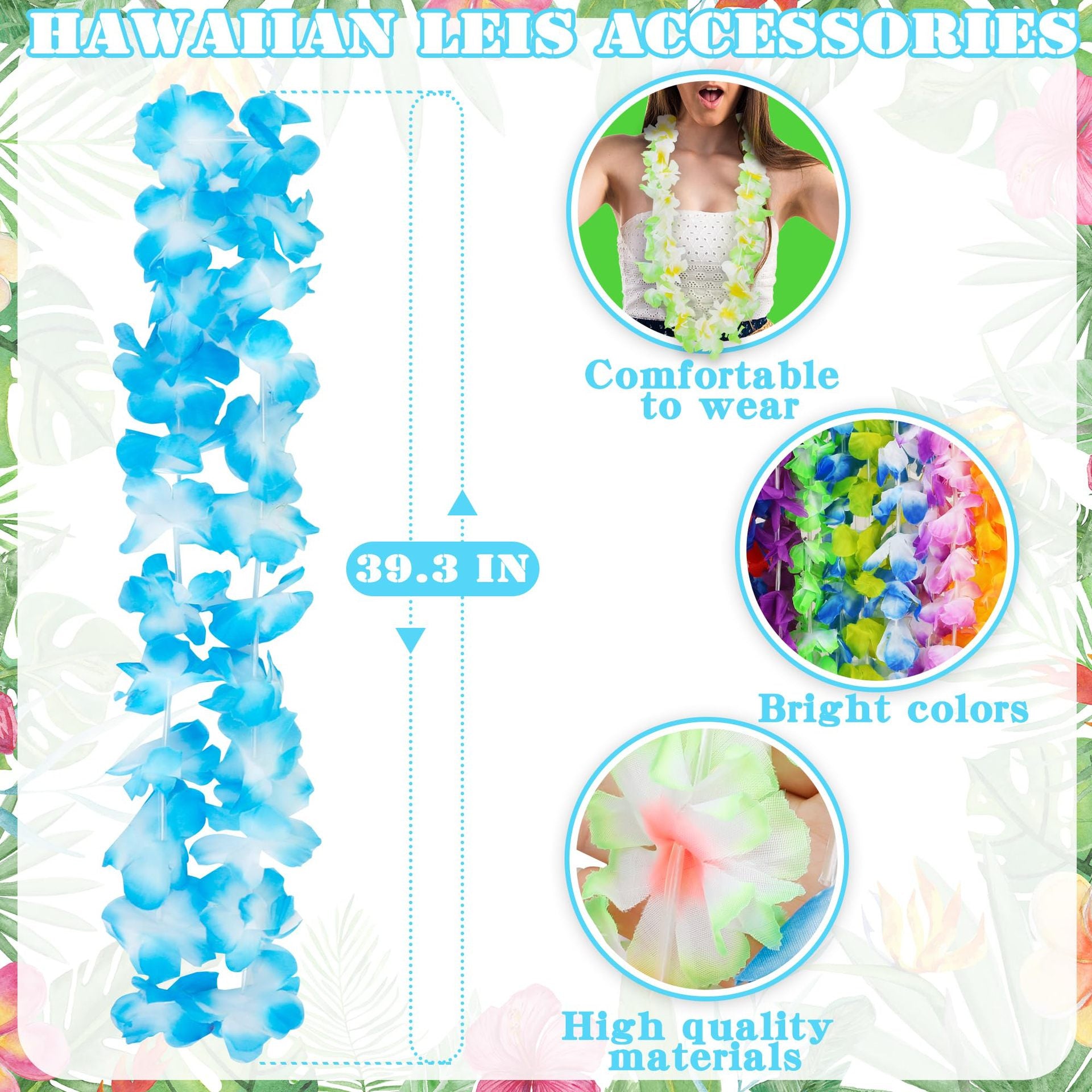 Beach Party Hawaiian Flower Necklaces For Kids And Adults