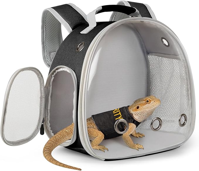 Bearded Dragon Carrier Backpack with Clear Bubble Window for Safe Travel