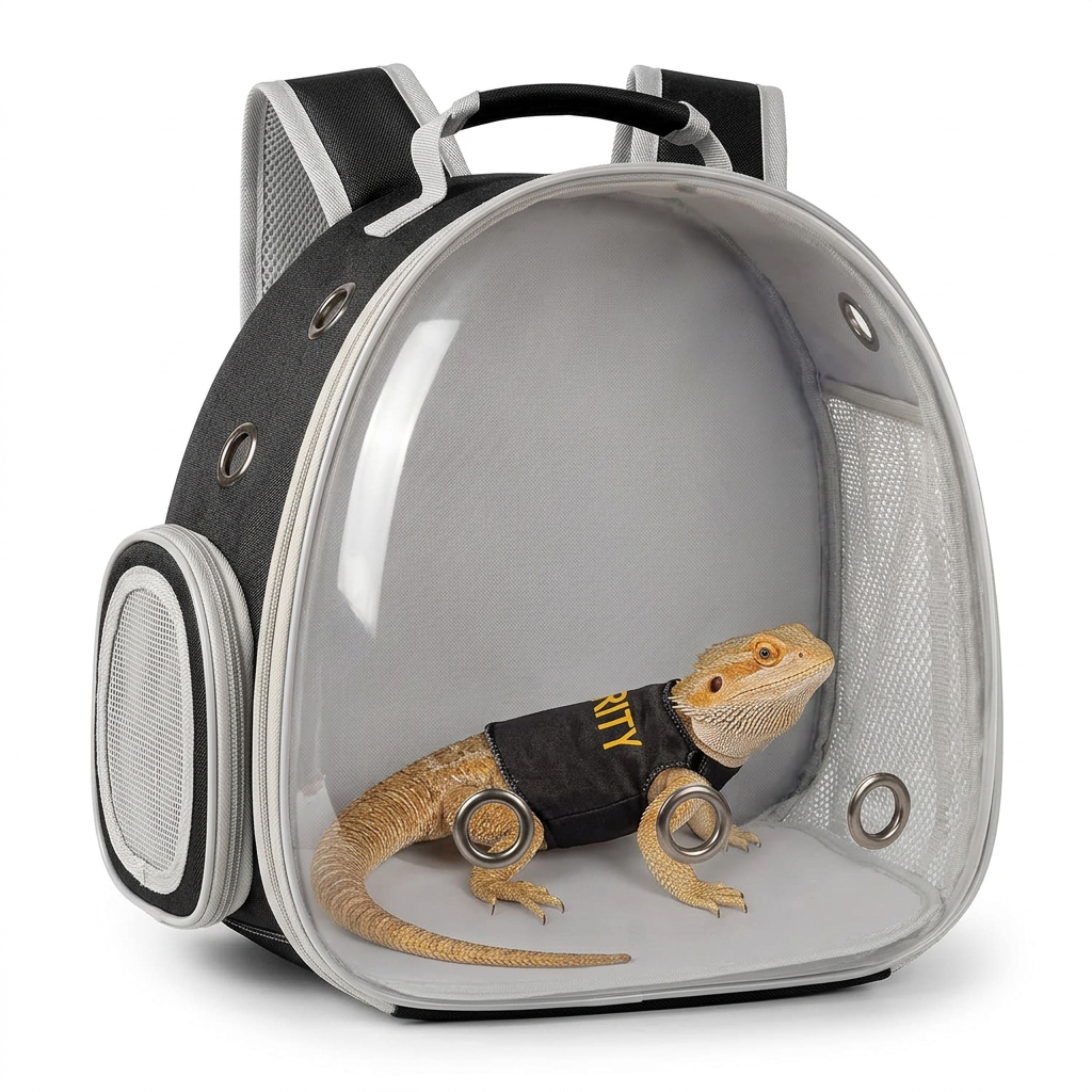 Bearded Dragon Carrier Backpack with Clear Bubble Window for Safe Travel