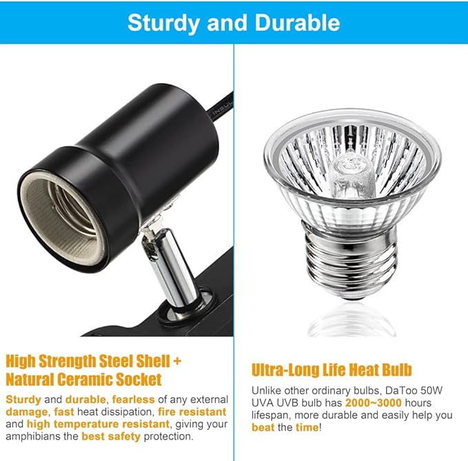 Reptile Heat Lamp for Bearded Dragon with 50W UVB Heating Light