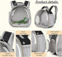 Bearded Dragon Travel Carrier Backpack with Clear Bubble Window and Comfortable Fit