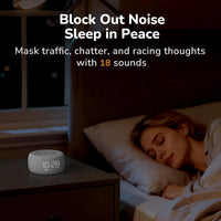 Bedside alarm clock with built-in ambient sound options