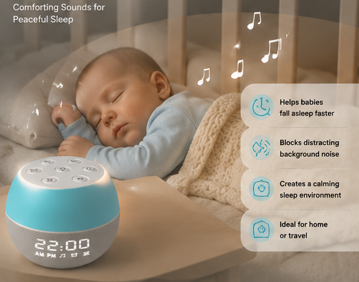 Bedside sound machine with illuminated digital time display