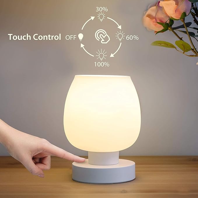 Bedside lamp providing soft warm light for nighttime relaxation