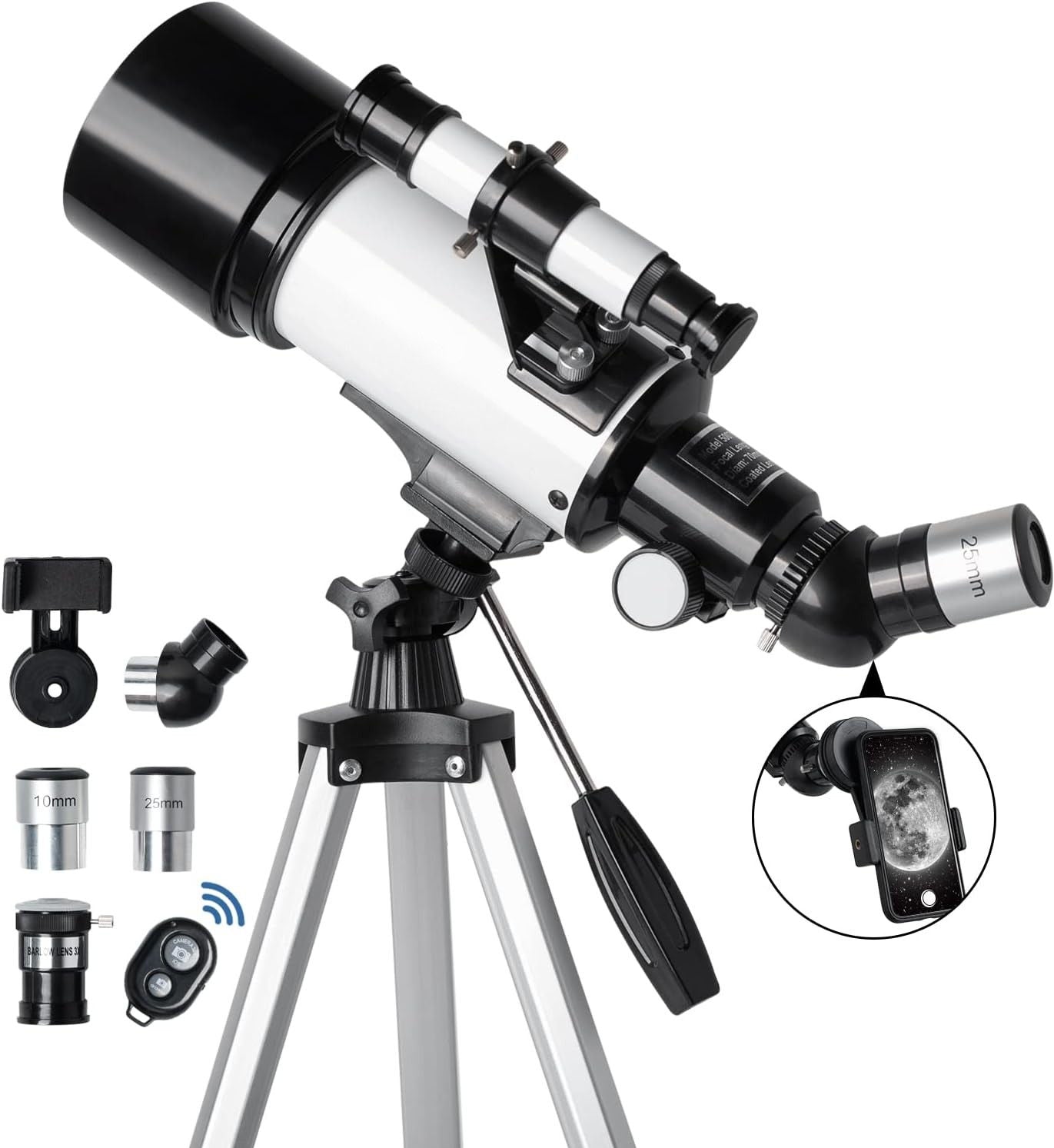 Beginner astronomy telescope with AZ mount for moon viewing