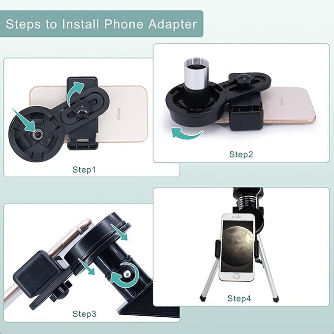 Beginner astronomy telescope with phone adapter for moon photos