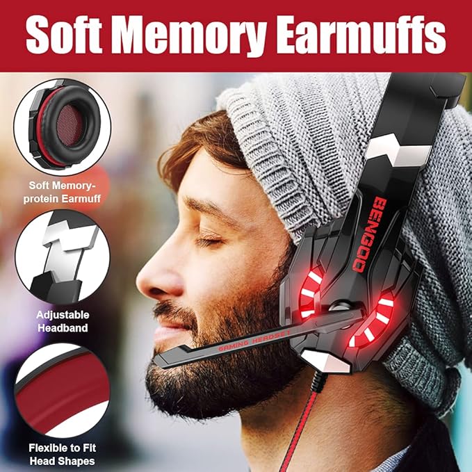 Soft memory foam earmuffs for comfortable gaming