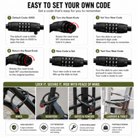 Portable bicycle cable lock with keyless combination design