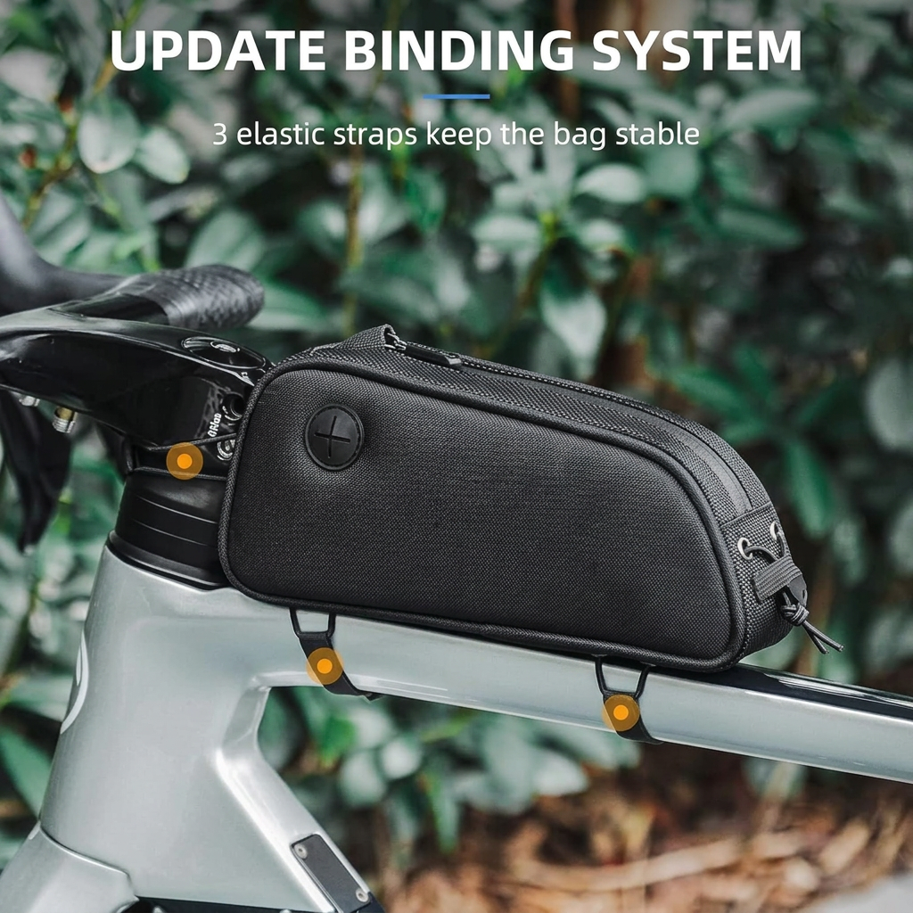 Bicycle frame bag mounted on top tube for easy access storage