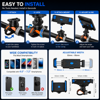 Bicycle mobile phone holder with handlebar mounting design