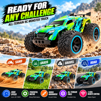 Big-wheel RC climbing car toy positioned on a suitable outdoor driving surface.