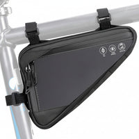 Water-resistant bike frame storage bag with reflective design