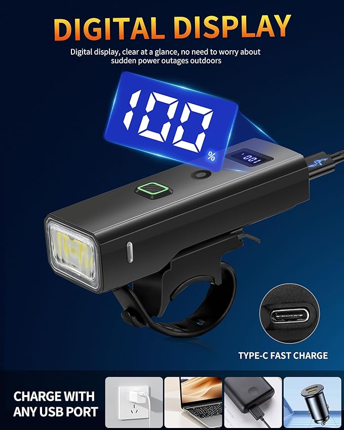 Bicycle light with 4 lighting modes for different riding conditions