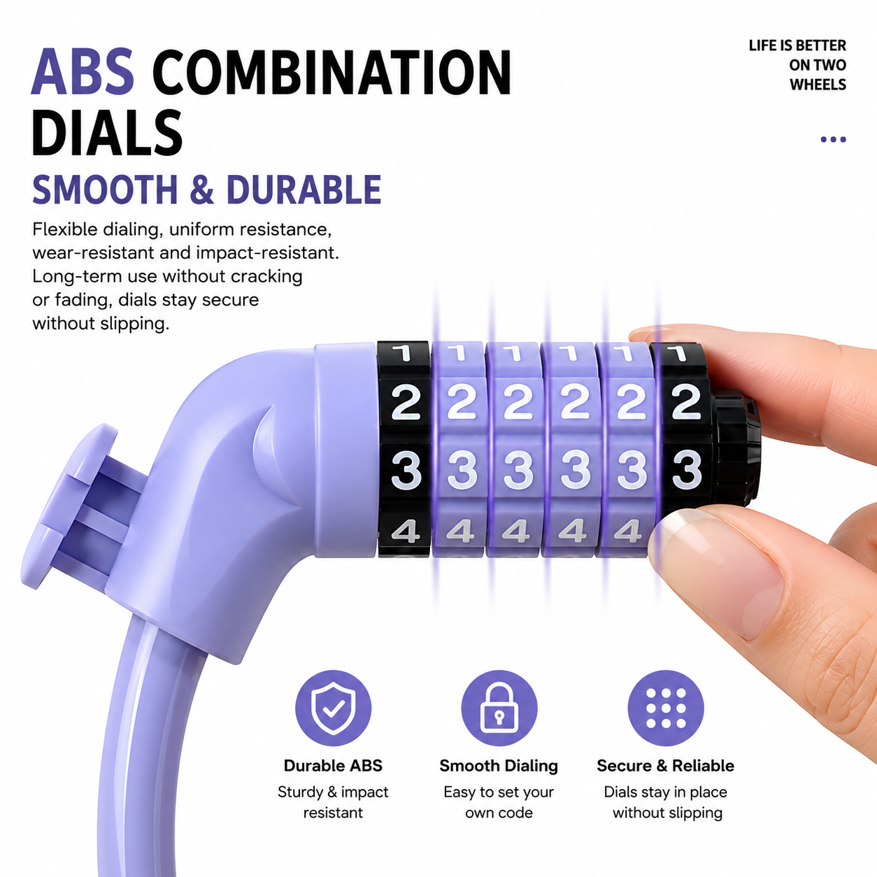 Bike lock with 6-digit combination cable design
