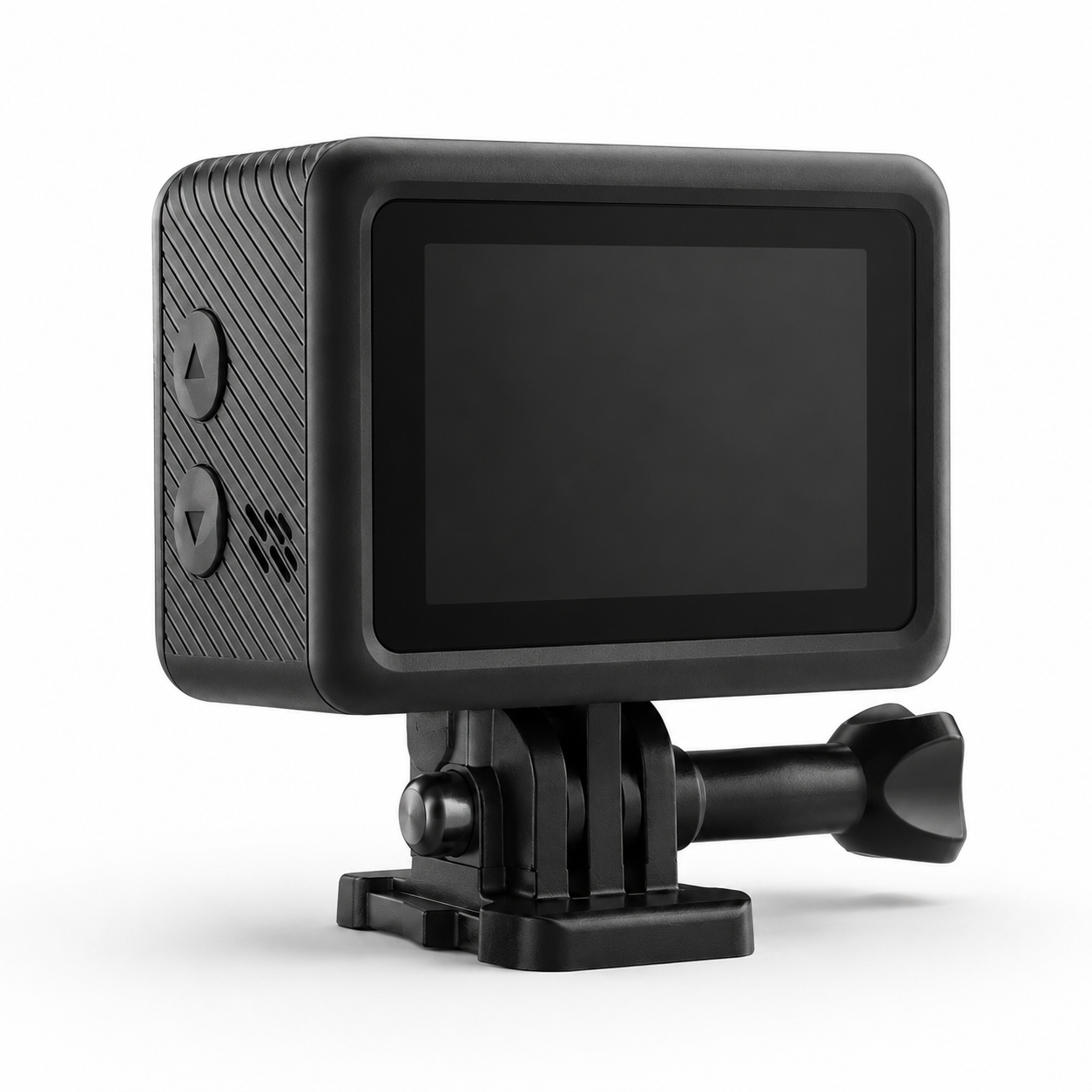 Outdoor action camera mounted on bike handlebar