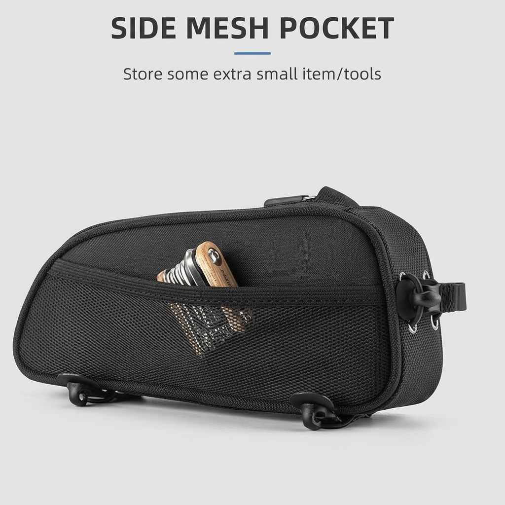 Bike phone frame bag with secure mounting system