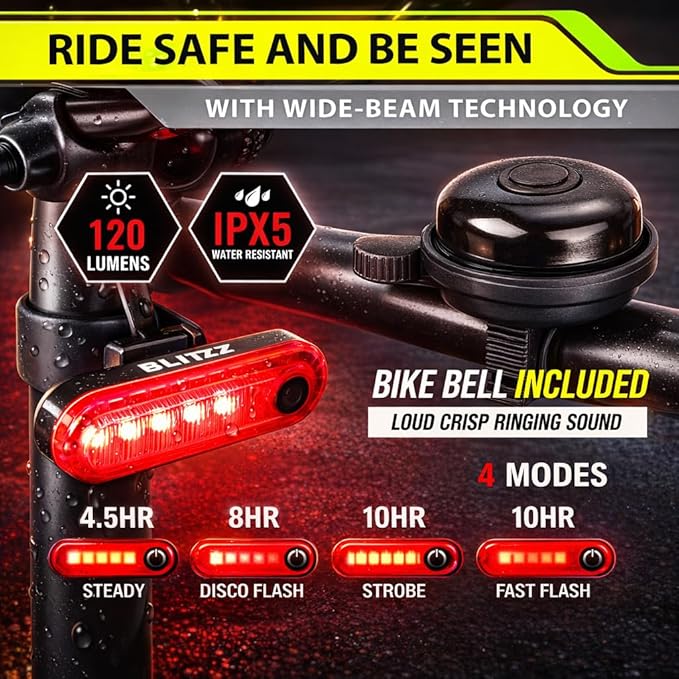 Rearview of USB Rechargeable Taillight for Bicycle – Water-Resistant and Bright