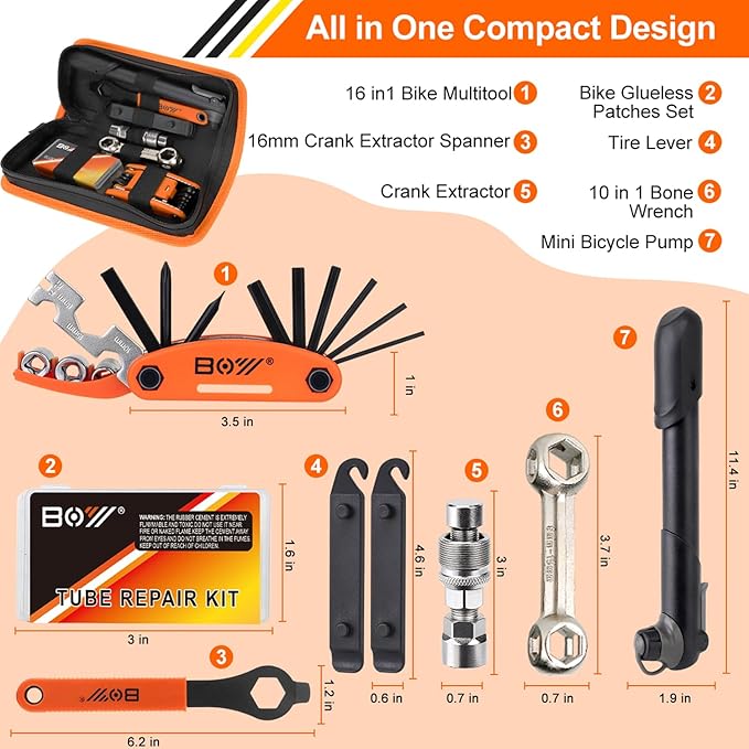 Bike tool kit stored in saddle bag for easy carrying during rides