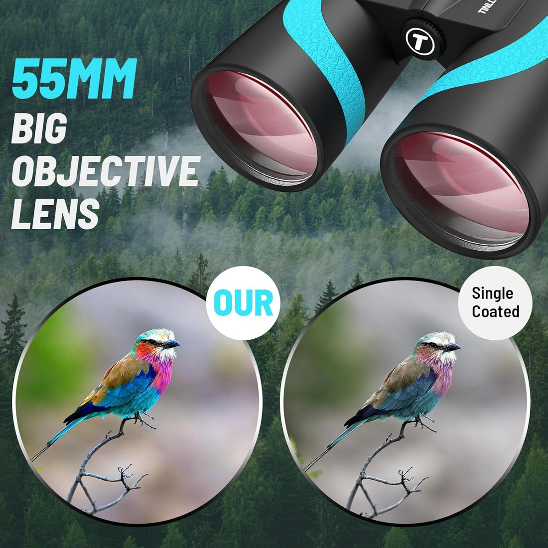 Binoculars with phone adapter for capturing photos and videos