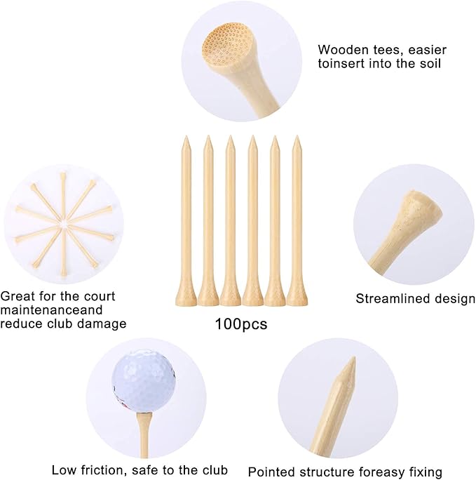 Biodegradable golf tees made from bamboo for sustainable golf practice