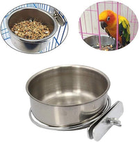 Bird Cage Bowl with Holder Stainless Steel Clamp Feeding Cup