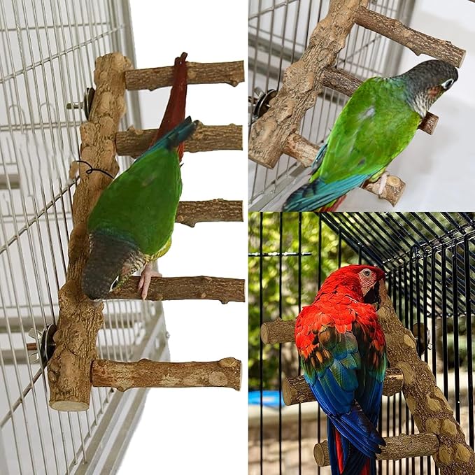 Bird Cage Climbing Ladder and Perch – Natural Wooden Toy for Parrots and Small Animals