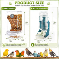 Small bird feeding station installed inside cage for hygiene