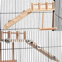 Bird Cage Gym Accessory with Wooden Perch, Swing and Ladder
