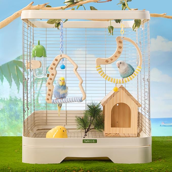 bird cage moon swing white and purple perch toy
