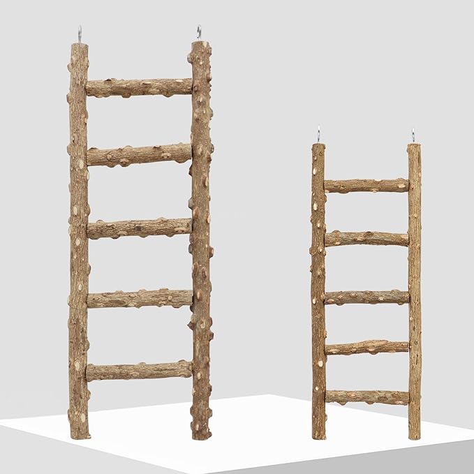 Parrot Climbing Ladder Natural Wood Cage Accessory for Birds