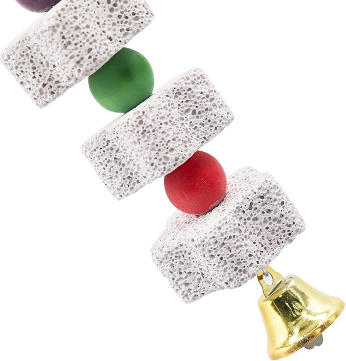 Stone-style hanging cage accessories with bell elements