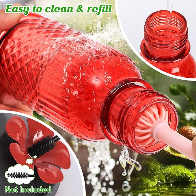 Easy refill design on glass bird feeder