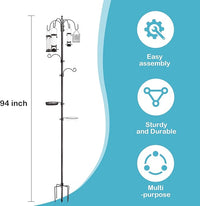 Bird feeder pole with 94 inch height and multiple hooks