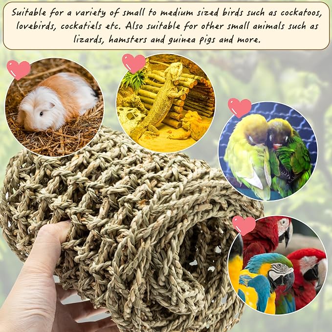 Natural Bird Hammock Seagrass Mat for Parakeets and Budgies