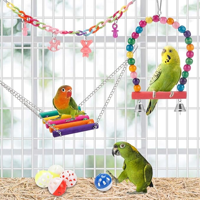 Ladder-style bird cage toy for cage setup use