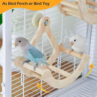 Bird Rocking Perch Wheel Wooden Exercise Toy for Parakeets and Budgies