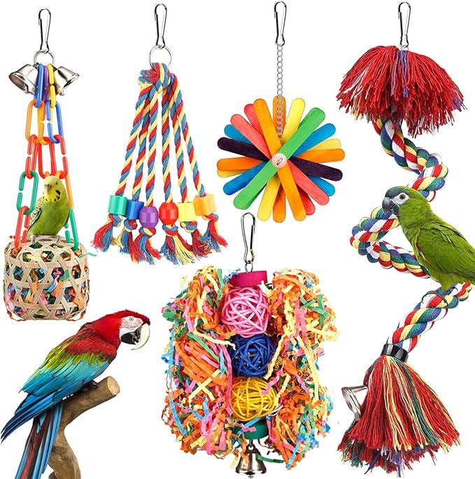 Bird Rope Perch Toy with Bell Colorful Parrot Swing Climbing Toy