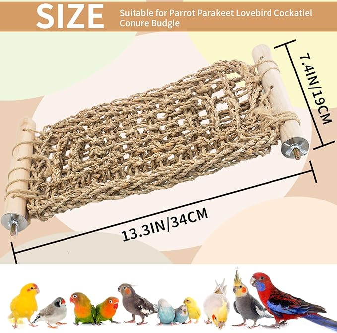 Bird Seagrass Ladder Bridge for Parakeets Budgies and Lovebirds Cage