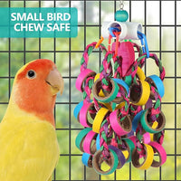 Colorful bird toy ring set for small parrots, suitable for indoor cage setup and daily bird use.