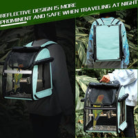 Front view of a bird travel bag with stainless steel mesh