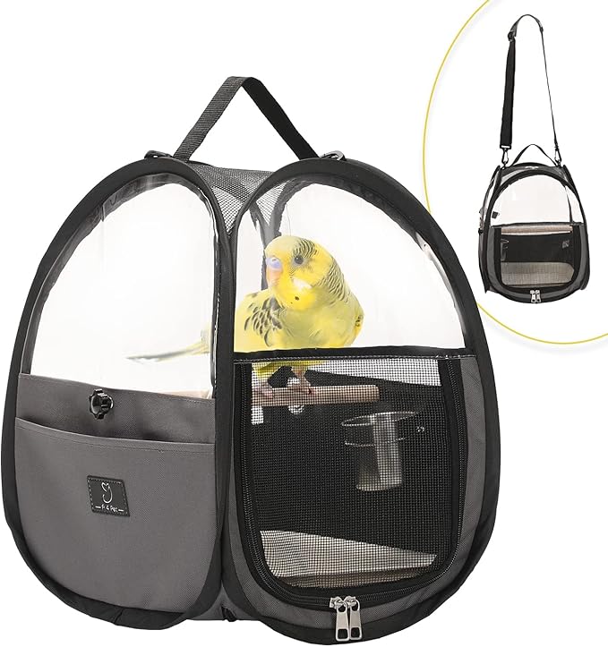 portable bird travel backpack with tray and perch for small birds