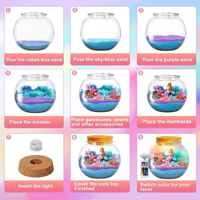 Mermaid terrarium kit birthday gift for girls