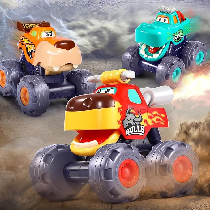 Pull back monster truck birthday gift for 1-year-old boys