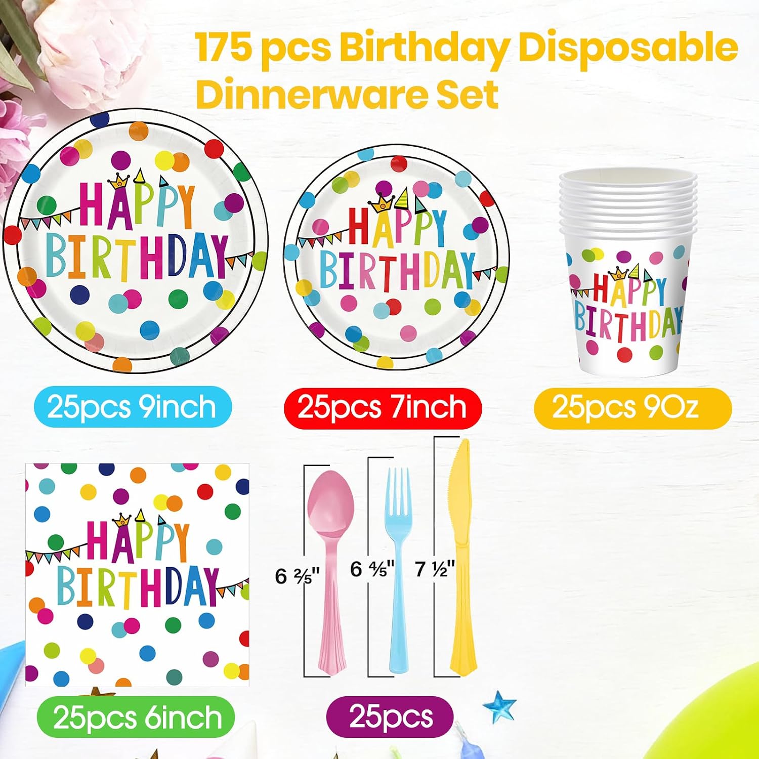 Birthday napkins and disposable plates decoration set