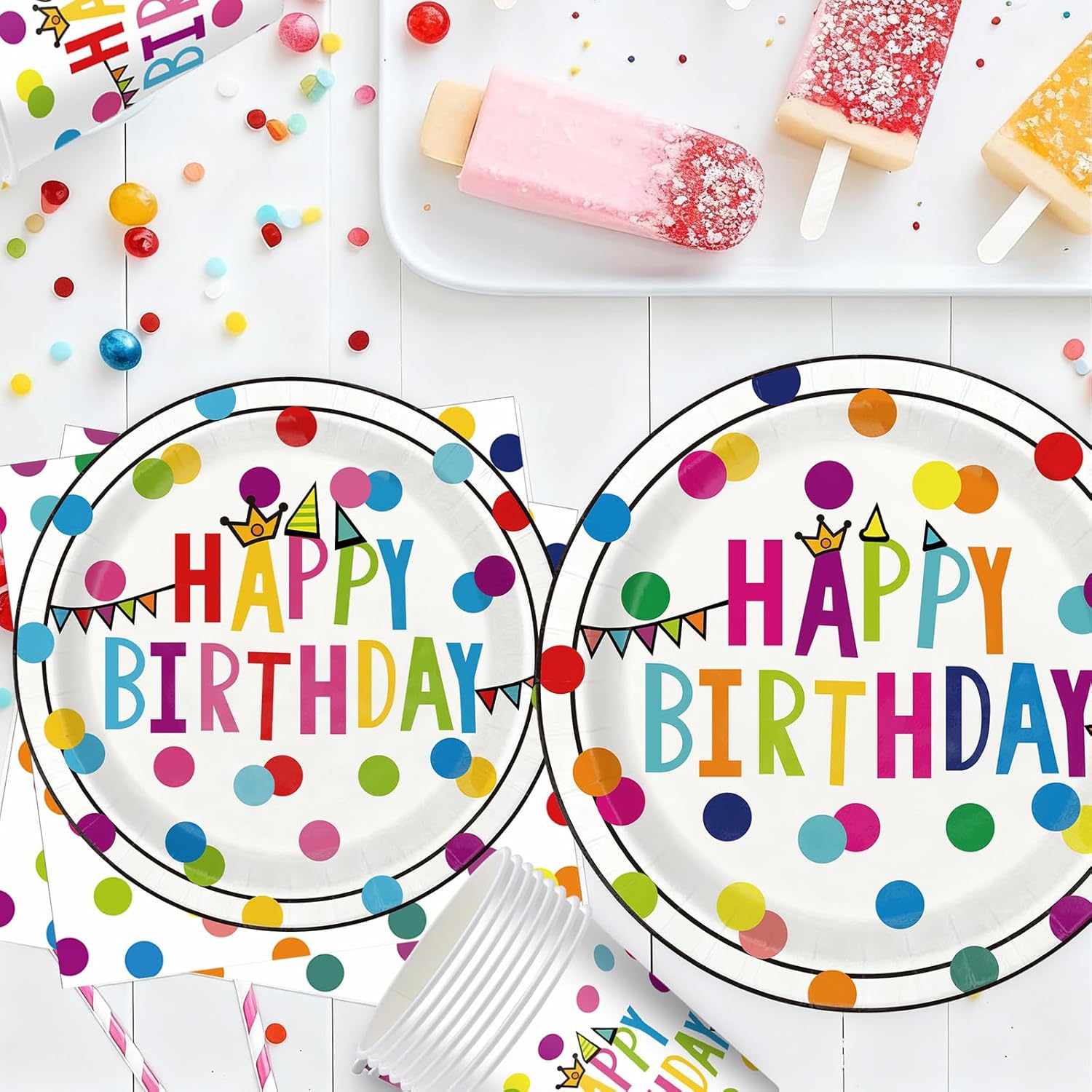 Birthday party table decoration supplies with disposable tableware