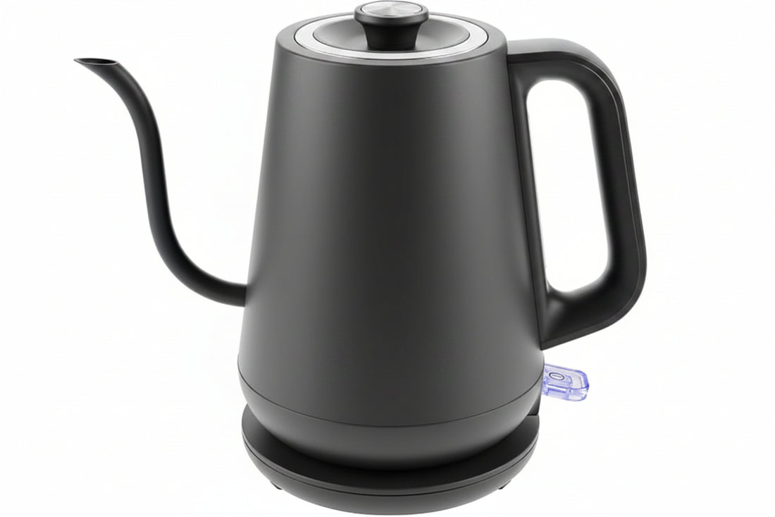 Black 0.8L gooseneck electric kettle with one-touch control
