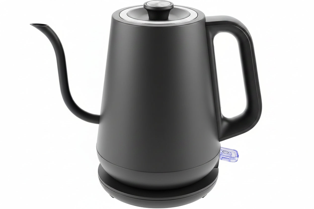 Black 0.8L gooseneck electric kettle with one-touch control