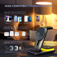 Black 3-in-1 wireless charging stand for everyday devices