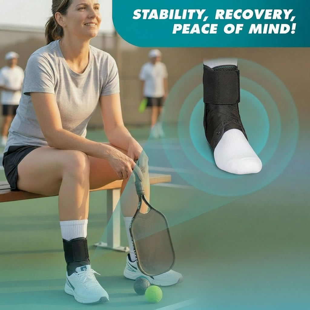 Black ankle support with secure fit for everyday movement