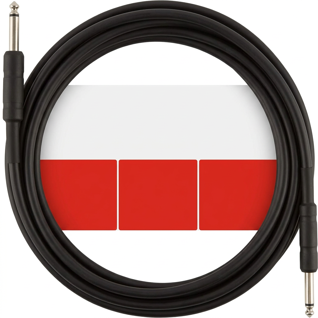 Black audio cable for guitar amplifier connection